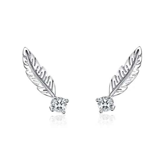 (image for) Pandora Style Silver Feather Stud Earrings - SCE610