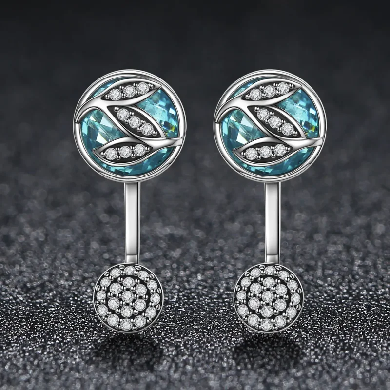 (image for) Pandora Style Silver Feelings of Falling Leaves Hanging Earrings - SCE087 - View 3