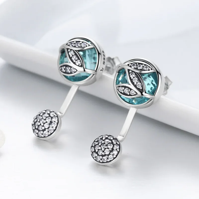 (image for) Pandora Style Silver Feelings of Falling Leaves Hanging Earrings - SCE087 - View 4