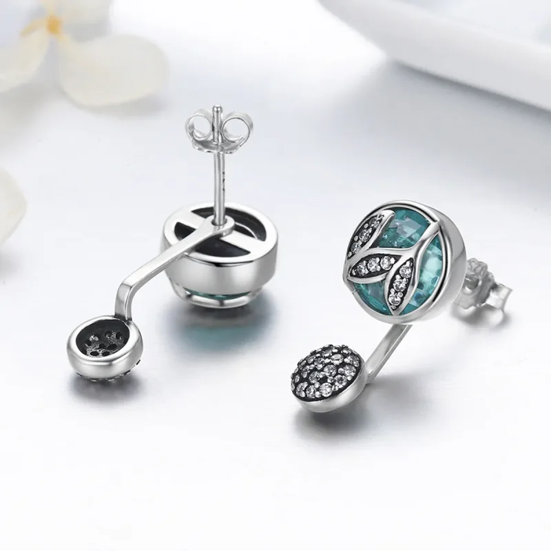 (image for) Pandora Style Silver Feelings of Falling Leaves Hanging Earrings - SCE087 - View 5