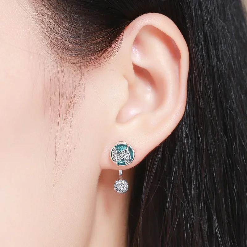 (image for) Pandora Style Silver Feelings of Falling Leaves Hanging Earrings - SCE087 - View 6