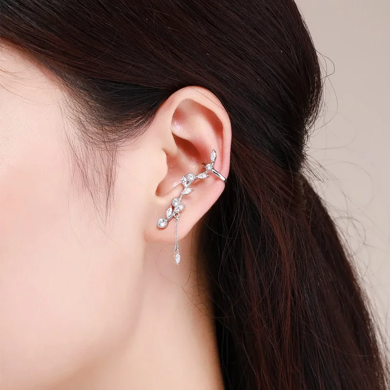 (image for) Pandora Style Silver Flower Branch Stud Earrings - SCE429 - View 5