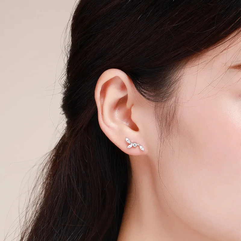 (image for) Pandora Style Silver Flower Branch Stud Earrings - SCE429 - View 6