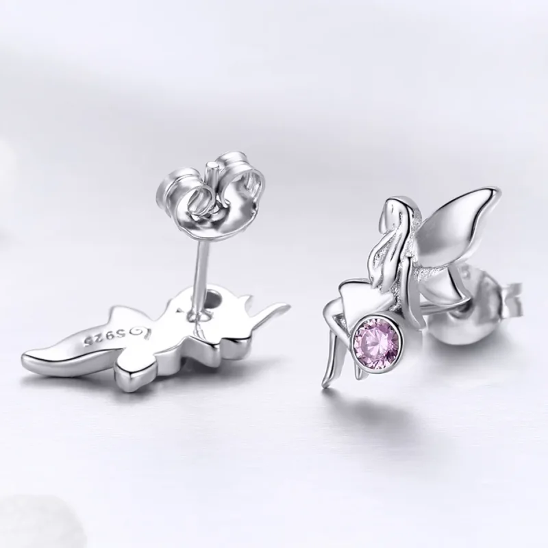 (image for) Pandora Style Silver Flower Fairy Stud Earrings - SCE395 - View 3