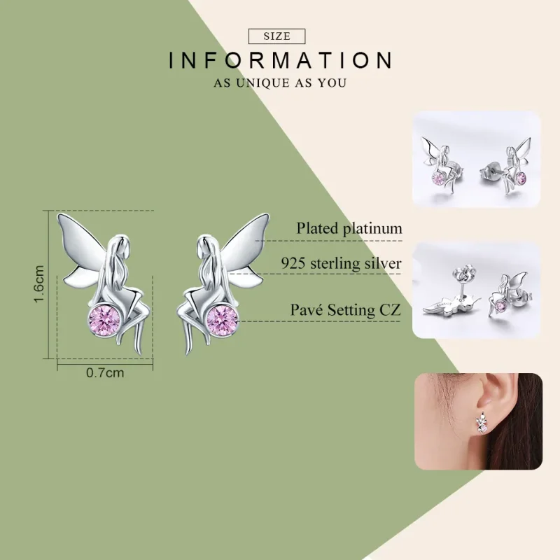 (image for) Pandora Style Silver Flower Fairy Stud Earrings - SCE395 - View 4