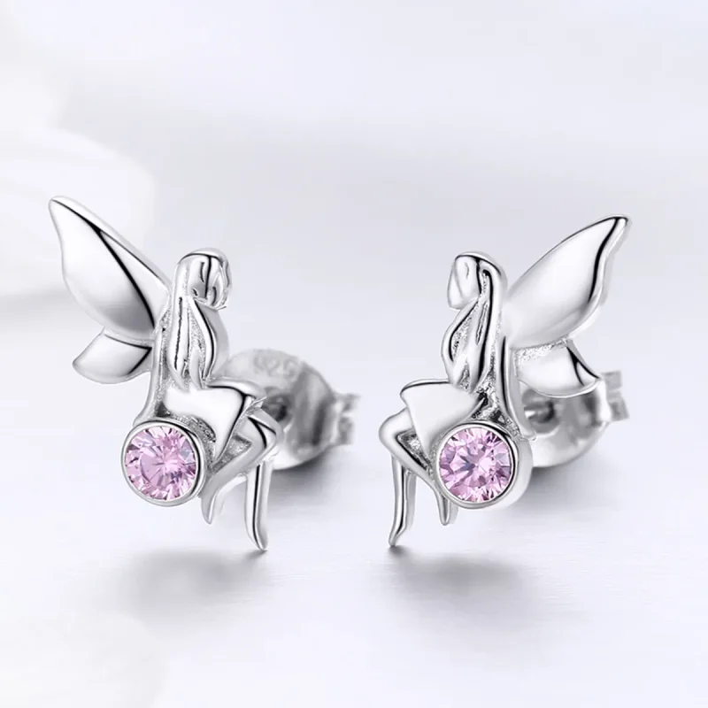(image for) Pandora Style Silver Flower Fairy Stud Earrings - SCE395 - View 5