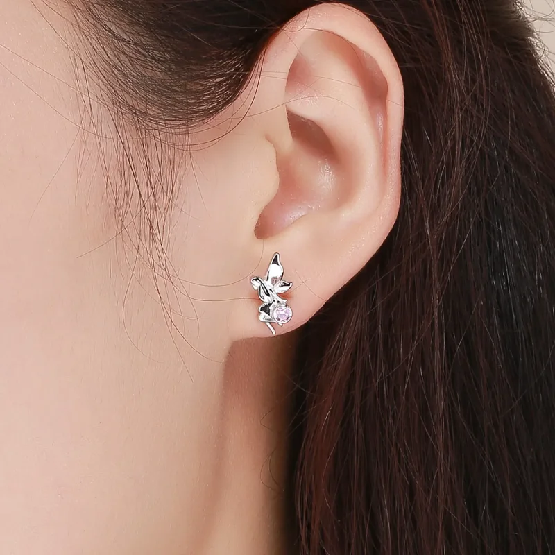 (image for) Pandora Style Silver Flower Fairy Stud Earrings - SCE395 - View 6