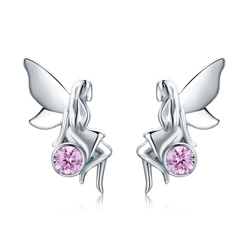 (image for) Pandora Style Silver Flower Fairy Stud Earrings - SCE395