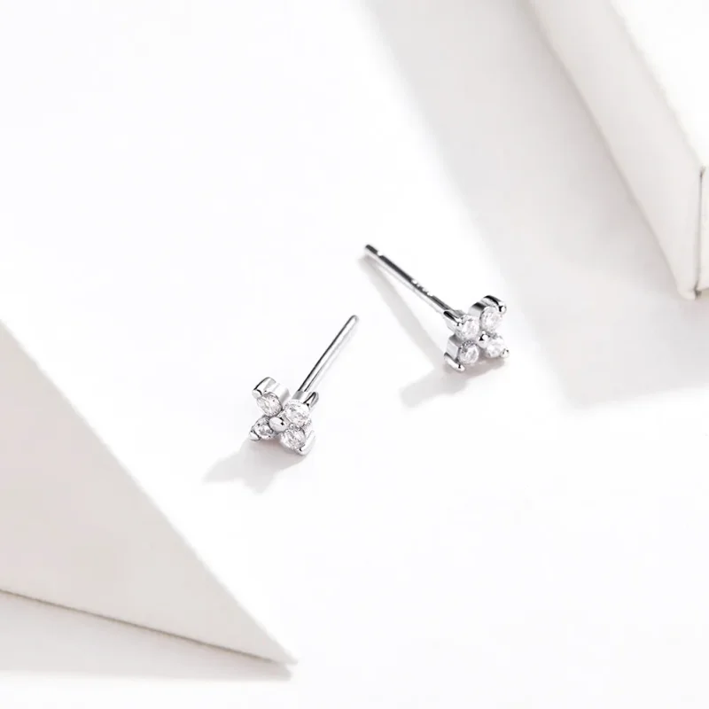 (image for) Pandora Style Silver Flower of Light Stud Earrings - SCE648 - View 2