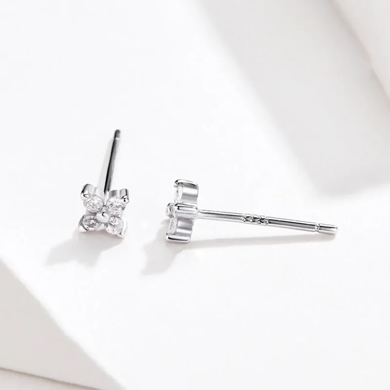 (image for) Pandora Style Silver Flower of Light Stud Earrings - SCE648 - View 3