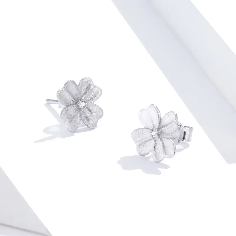 (image for) Pandora Style Silver Silver Flower Stud Earrings - SCE864 - View 4