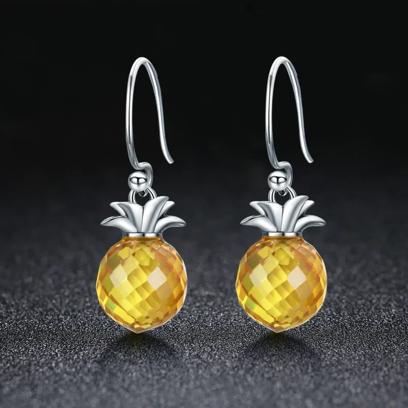 (image for) Pandora Style Silver Fresh Pineapple Hanging Earrings - SCE265 - View 3
