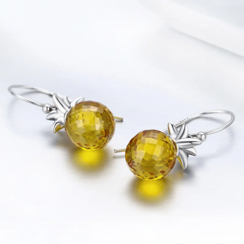 (image for) Pandora Style Silver Fresh Pineapple Hanging Earrings - SCE265 - View 6