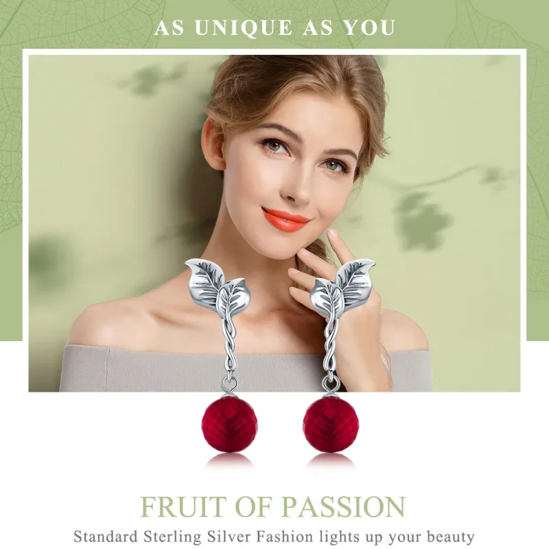 (image for) Pandora Style Silver Fruit of Passion Hanging Earrings - SCE356 - View 2
