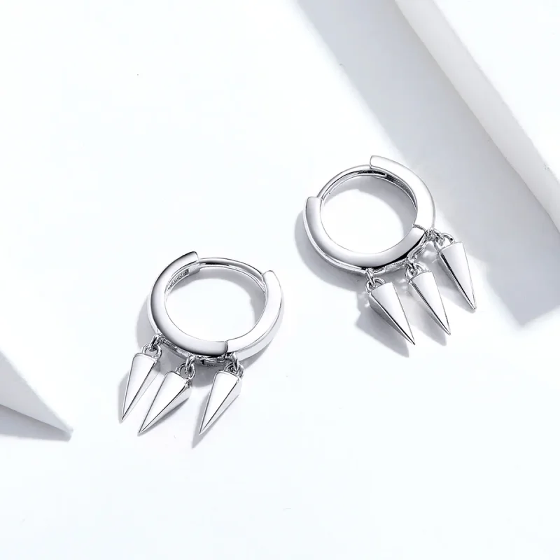 (image for) Pandora Style Silver Geometric Dangle Earrings - SCE779 - View 2