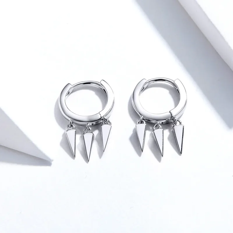 (image for) Pandora Style Silver Geometric Dangle Earrings - SCE779 - View 3