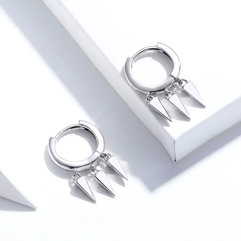 (image for) Pandora Style Silver Geometric Dangle Earrings - SCE779 - View 4