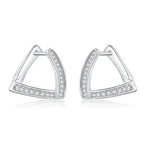 (image for) Pandora Style Silver Geometric Hoop Earrings - SCE975
