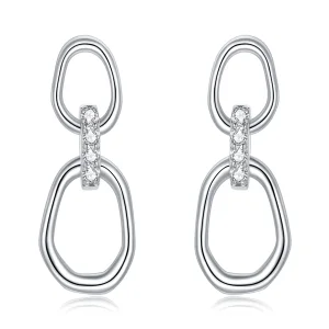 (image for) Pandora Style Silver Geometry Dangle Earrings - SCE1016