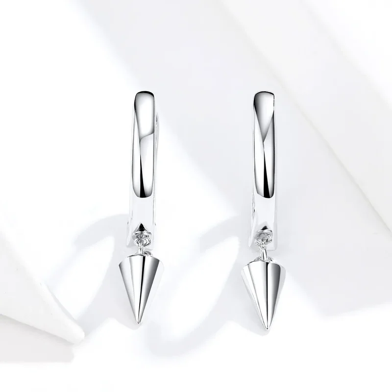(image for) Pandora Style Silver Geometry Dangle Earrings - SCE744 - View 3