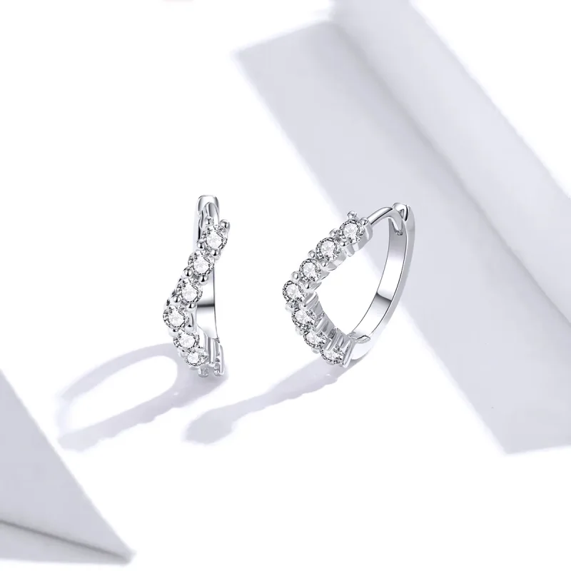 (image for) Pandora Style Silver Geometry Hoop Earrings - SCE844 - View 3