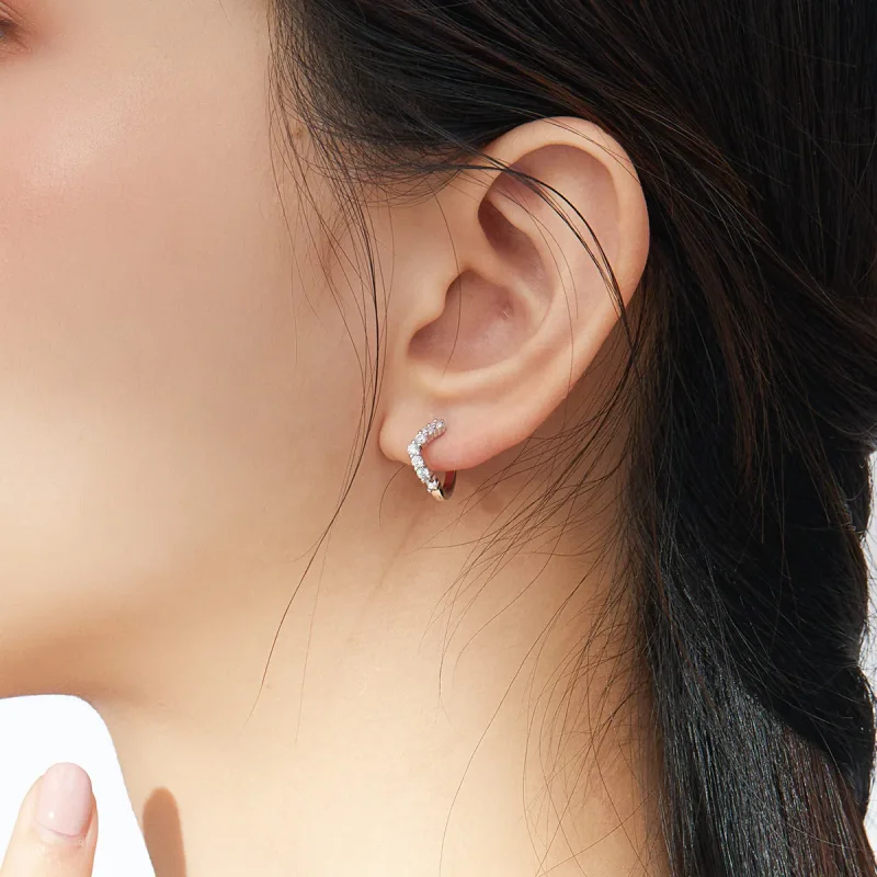 (image for) Pandora Style Silver Geometry Hoop Earrings - SCE844 - View 6