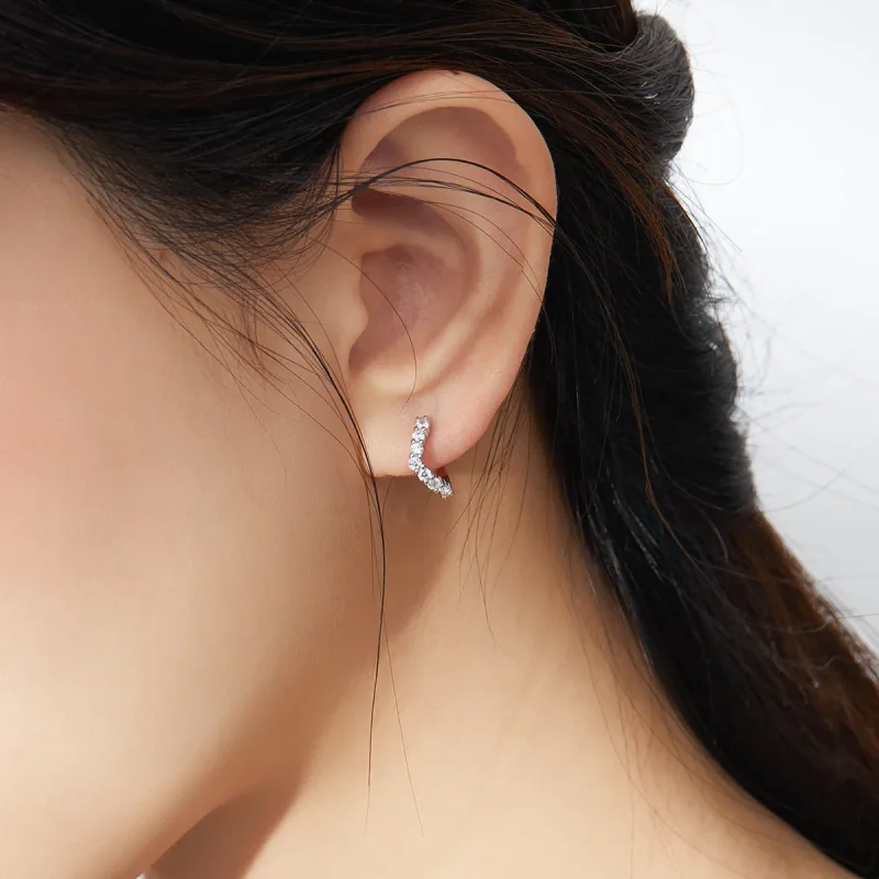 (image for) Pandora Style Silver Geometry Hoop Earrings - SCE844 - View 7
