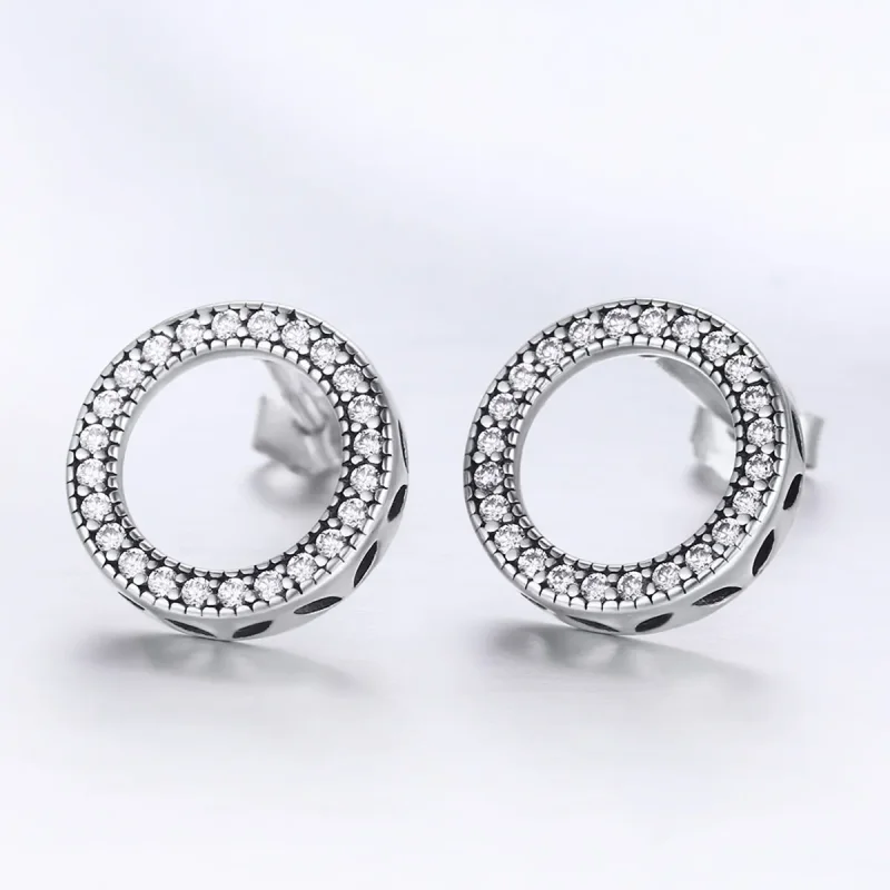 (image for) Pandora Style Silver Geometry Light Stud Earrings - SCE417 - View 2