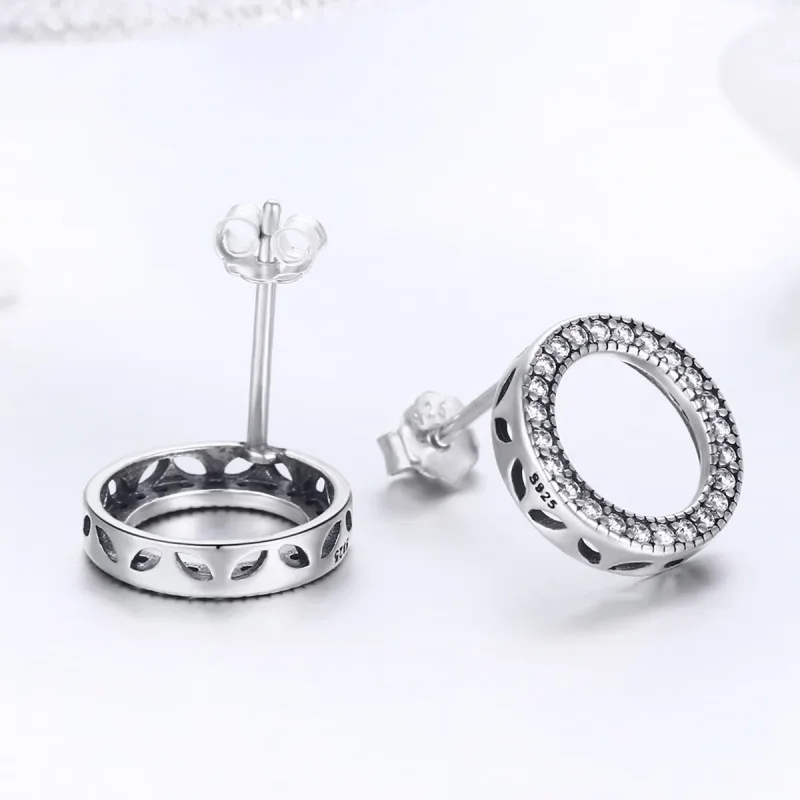 (image for) Pandora Style Silver Geometry Light Stud Earrings - SCE417 - View 3