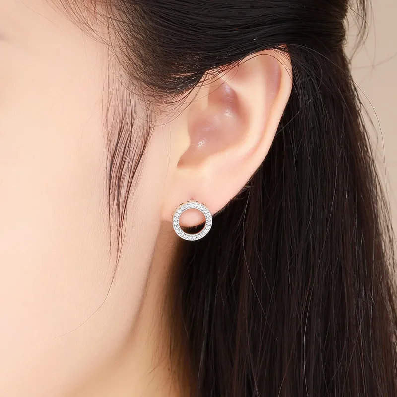 (image for) Pandora Style Silver Geometry Light Stud Earrings - SCE417 - View 4