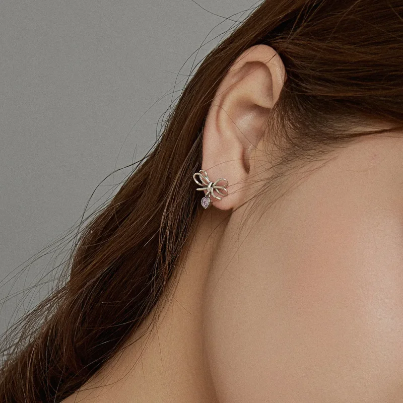 (image for) Pandora Style Silver Gift With Bow Stud Earrings - SCE962 - View 5