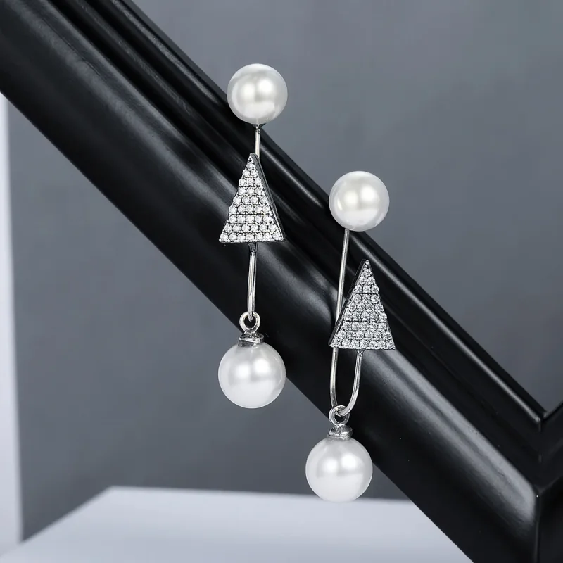 (image for) Pandora Style Silver Glamour Light Cone Hanging Earrings - SCE136 - View 4