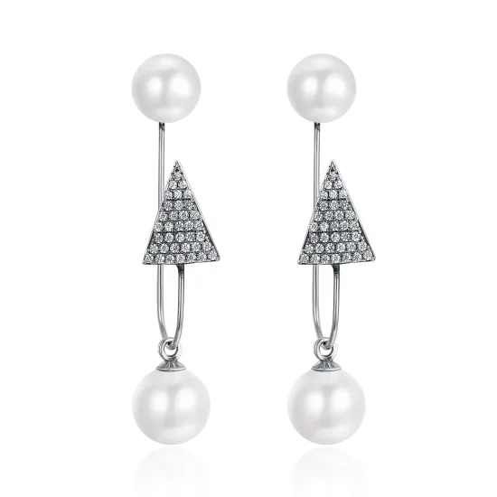 (image for) Pandora Style Silver Glamour Light Cone Hanging Earrings - SCE136