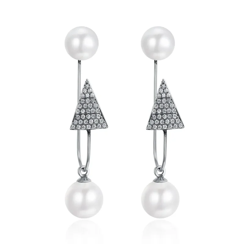 (image for) Pandora Style Silver Glamour Light Cone Hanging Earrings - SCE136