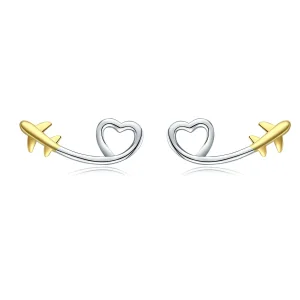 (image for) Pandora Style Silver & Gold-Plated Fly To Love Stud Earrings - SCE632