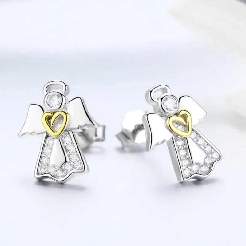 (image for) Pandora Style Silver & Gold-Plated Meteor Stud Earrings - SCE476 - View 2