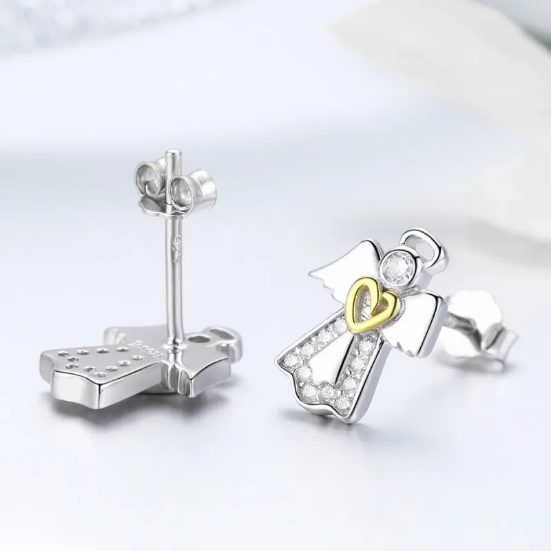 (image for) Pandora Style Silver & Gold-Plated Meteor Stud Earrings - SCE476 - View 3