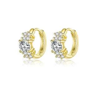 (image for) Pandora Style Silver & Gold-Plated Romantic Shine Hoop Earrings - SCE485-B