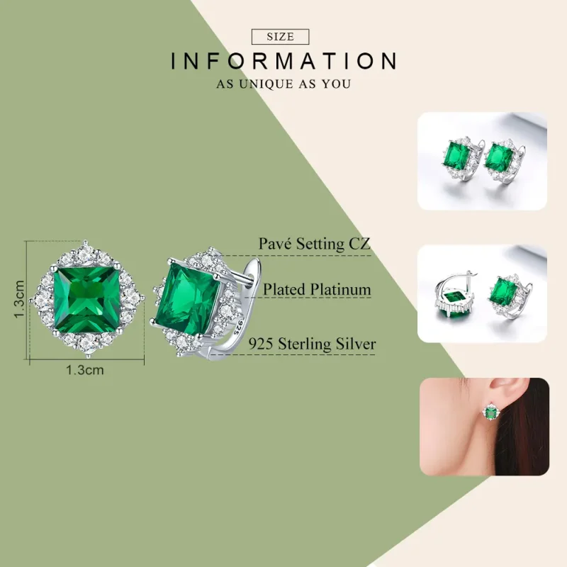(image for) Pandora Style Silver Green Aurora Stud Earrings - SCE540 - View 3