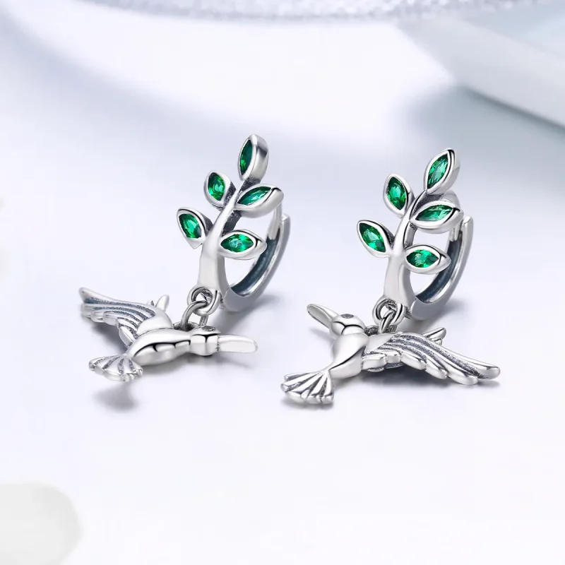 (image for) Pandora Style Silver Greetings From Hummingbirds Stud Earrings - SCE464 - View 2