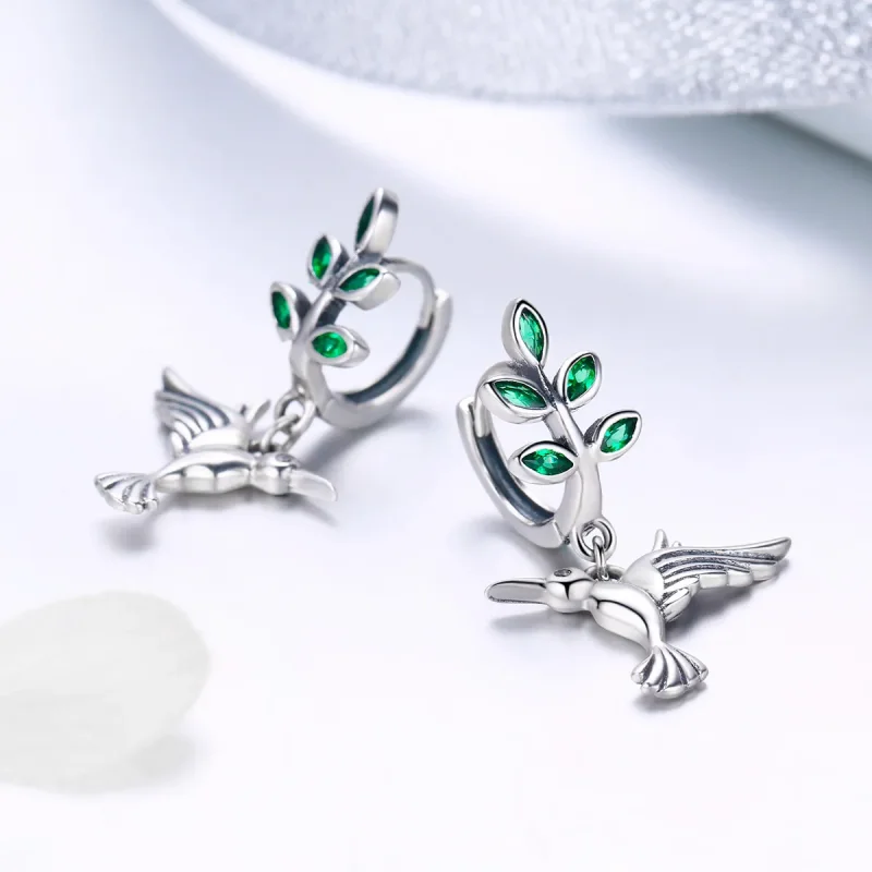 (image for) Pandora Style Silver Greetings From Hummingbirds Stud Earrings - SCE464 - View 3