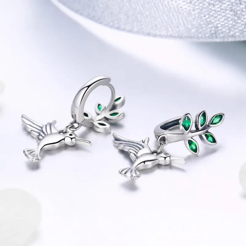 (image for) Pandora Style Silver Greetings From Hummingbirds Stud Earrings - SCE464 - View 4