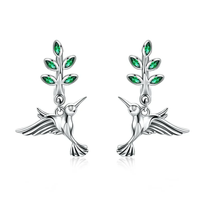 (image for) Pandora Style Silver Greetings From Hummingbirds Stud Earrings - SCE464