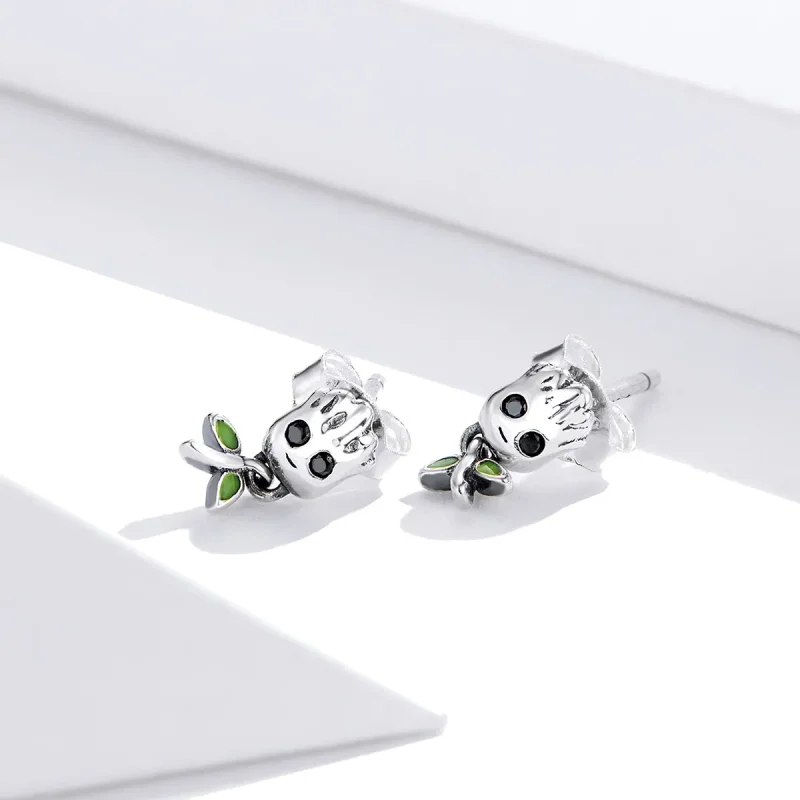 (image for) Pandora Style Silver Groot Stud Earrings - SCE900 - View 2