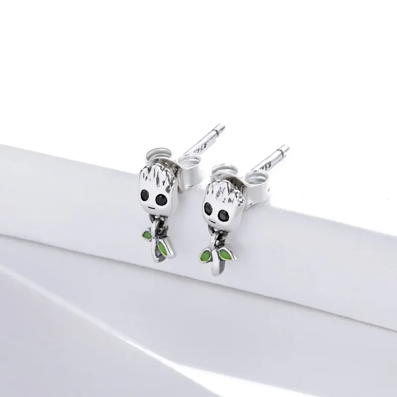 (image for) Pandora Style Silver Groot Stud Earrings - SCE900 - View 3