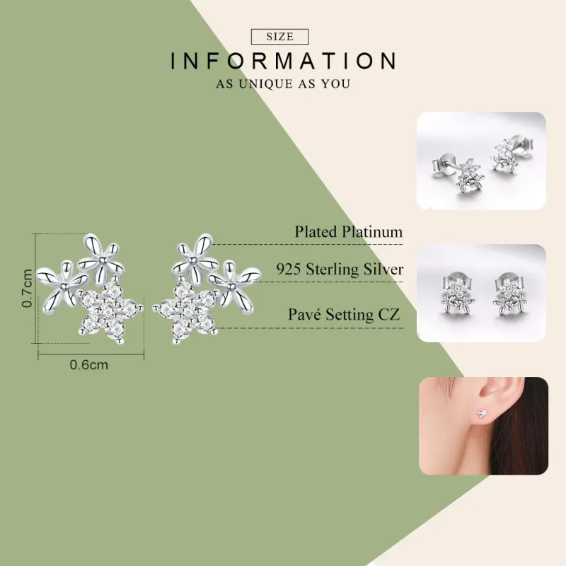 (image for) Pandora Style Silver Gypsophila Stud Earrings - BSE030 - View 7