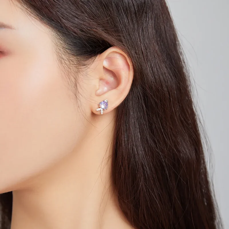 (image for) Pandora Style Silver Happy Little Fish Stud Earrings - SCE1028 - View 5