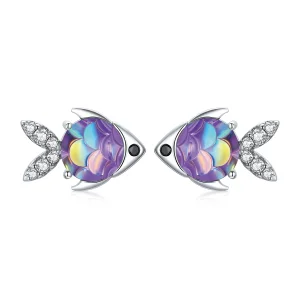 (image for) Pandora Style Silver Happy Little Fish Stud Earrings - SCE1028
