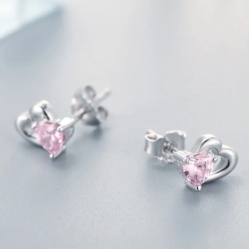 (image for) Pandora Style Silver Heart and Soul Stud Earrings - SCE090 - View 4