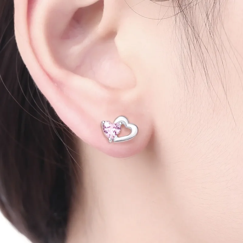(image for) Pandora Style Silver Heart and Soul Stud Earrings - SCE090 - View 6